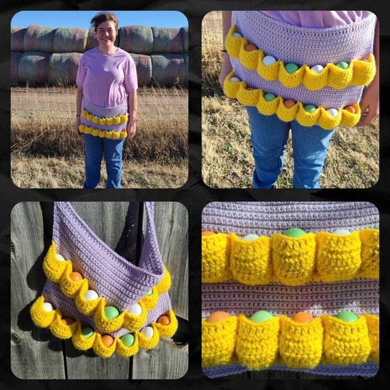 A very colorful egg apron I made for a friend! : r/crochet