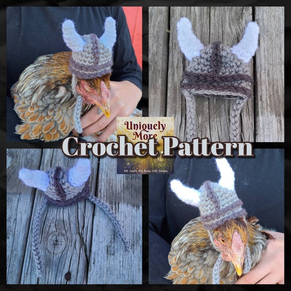 Crochet pattern/ Viking Chicken Hat/ Viking Hat/ Viking Crochet Pattern/ Viking Chicken Hat/ DIY Chicken Hat/ Make your own Chicken hat
