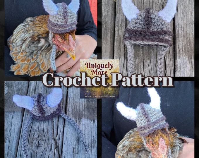 Crochet pattern/ Viking Chicken Hat/ Viking Hat/ Viking Crochet Pattern/ Viking Chicken Hat/ DIY Chicken Hat/ Make your own Chicken hat