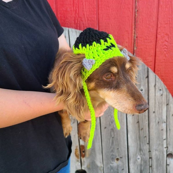 Halloween Dog hat/ Frankenstein Hat/ Cat Hat/ Pet Hat/ Crochet Hat/ Goat Hat/ Halloween Costume/ Halloween  Hat/ Dog Clothes / Cat Clothes