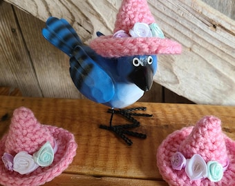 Blue Jay not included, Set of 3 Witch Hats,Witch Hat,Judgmental Crow,Judgmental Bird,Crow Outfit,Mini Witch hat,halloween Decor,Fall Decor