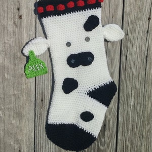 Cow Stocking Crochet Pattern Instant Download Cow Stocking DIY Instructions Farm Stocking Crochet Stocking Cow and ear tag Ear Tag image 5