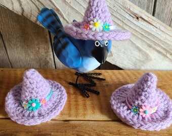 Blue Jay not included, Set of 3 Witch Hats,Witch Hat,Judgmental Crow,Judgmental Bird,Crow Outfit,Mini Witch hat,halloween Decor,Fall Decor