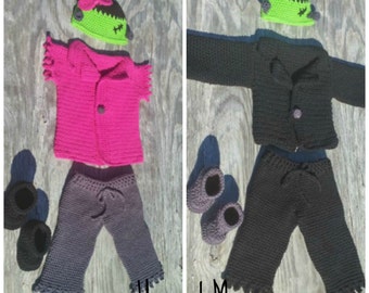 Crochet Pattern for Frankenstein Outfit, Instant download