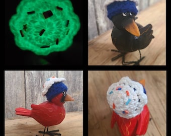 Crow not included,Judgmental Crow Hat, Cupcake Cardinal Hat, 4th of july decor,Mini Hat,Miniature Hat, Independence day,Glow in the dark hat