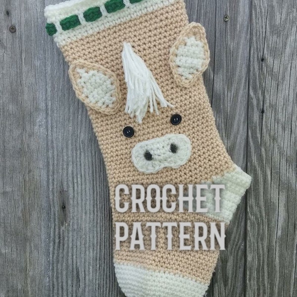Horse Stocking Crochet Pattern,Horse Stocking,Farm Stocking,Crochet Stocking,Ranch Christmas Decor, Horse lover gift,Horse women gift