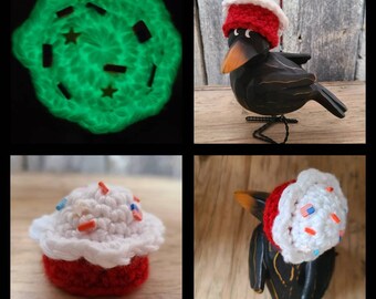 Crow not included,Judgmental Crow Hat, Cupcake Cardinal Hat, 4th of july decor,Mini Hat,Miniature Hat, Independence day,Glow in the dark hat