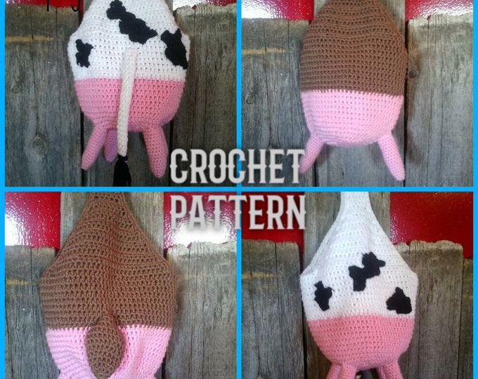 Udderly Fantastic Bag, Crochet Pattern, Instant Download, Market Bag, Tote Bag, Farm Cow, Unique Gift for her, Eco friendly crochet, diy