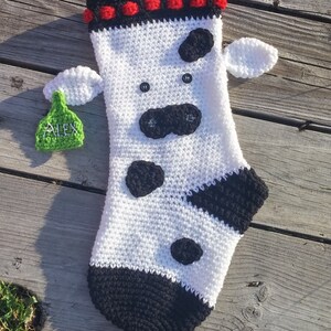 Cow Stocking Crochet Pattern Instant Download Cow Stocking DIY Instructions Farm Stocking Crochet Stocking Cow and ear tag Ear Tag image 6