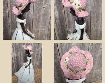 Garden Maiden Hat, Figurine Hat, Miniature Hat, Mini Hat,  Sun Hat, Garden Maiden,  Garden Maiden Decor, Statue Hat, Garden Lady, Butterfly