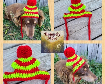 Striped Pet Hat / Custom Made / Dog Hat / Cat Hat / Goat Hat / Dog Photo Prop / Pet Hat / Crochet Pet Hat / Striped Hat / Striped Dog Hat