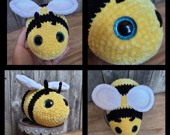 Velvet Bee stuffy, plush bee, bee stuffed animal, bee lovers, yellow and black plushie, bee Christmas gift, soft bee, cuddley bee