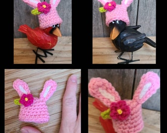 Crow not included, Judgmental Crow Hat, Cardinal Hat, pink bunny,  bunny Hat, Spring Decor, Spring Crow Hat, Mini Hat, Miniature Bunny Hat