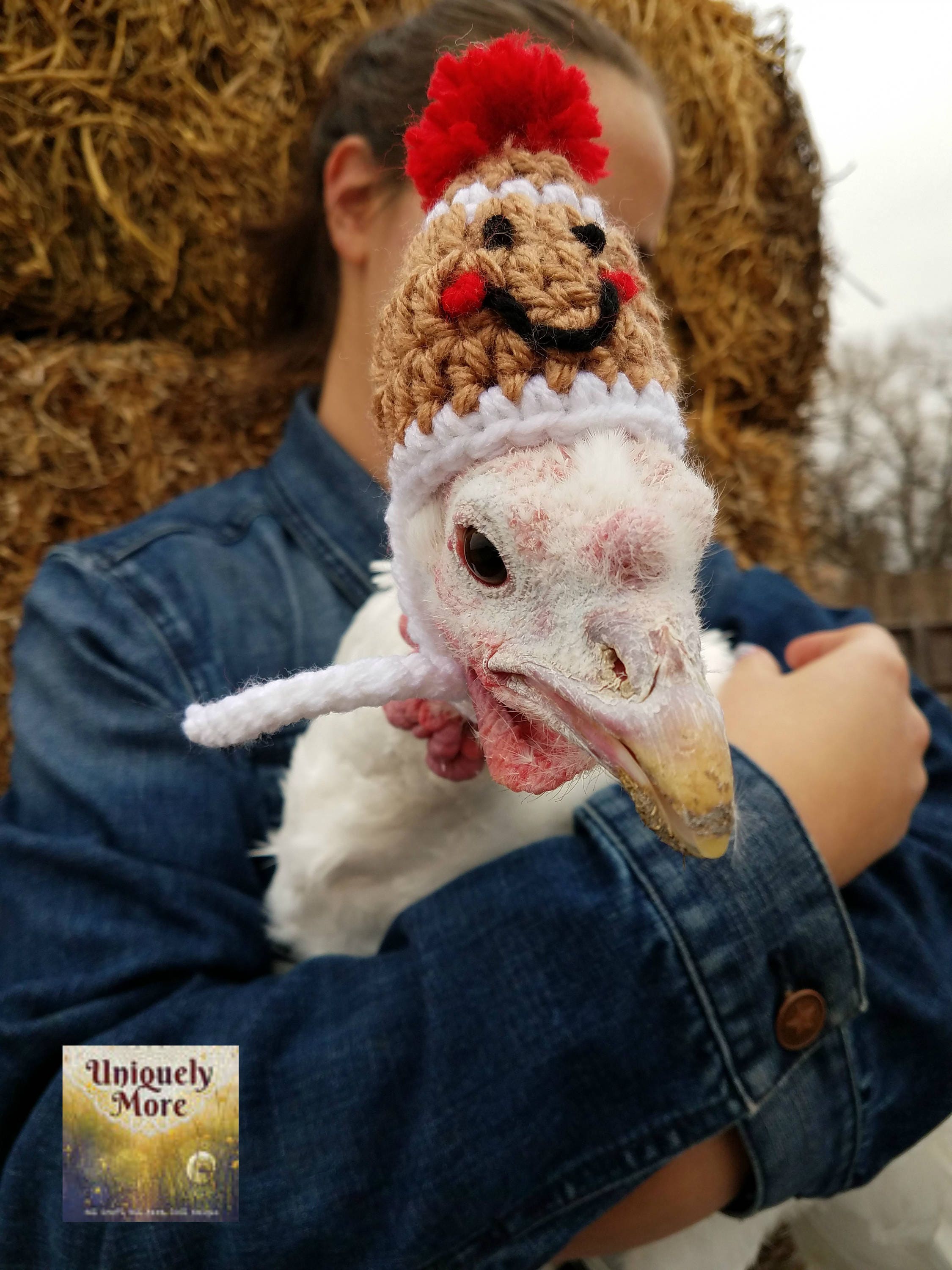 Crochet chicken hat sale