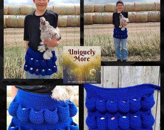 You pick the colors / Original Egg Apron / 8 Sizes to pick from / Egg Gathering / Crochet Half Apron / Egg Collecting / Egg Gathering