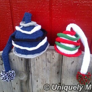 Whimsical Hat,Crochet Pattern,Instant Download,Crochet Hat,Winter Hat,Christmas Hat,Stocking Cap,Stocking Hat,Ribbed Hat,Stripped Hat
