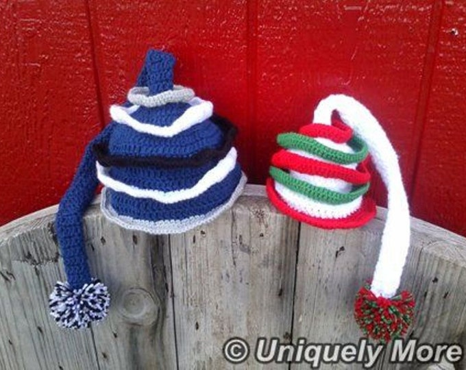 Whimsical Hat,Crochet Pattern,Instant Download,Crochet Hat,Winter Hat,Christmas Hat,Stocking Cap,Stocking Hat,Ribbed Hat,Stripped Hat