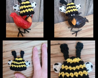 Crow not included, Judgmental Crow Hat, Cardinal Hat, Bee hat, Bumble Bee Hat, Spring Decor, Spring Crow Hat, Mini Hat, Miniature Bee Hat