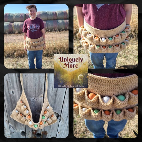 8 Sizes / Egg Apron / Pocket Egg Apron / Harvesting Chicken Eggs / Crochet  Apron / Egg Collecting / Teen Gift / Women's Gift / Mothers Day 