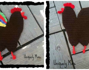 Rooster Potholder- Crochet Pattern- Instant Download- Chicken Potholder- Rooster Hot Pad- Chicken Hot Pad-Farmhouse Decor- Farmhouse Kitchen