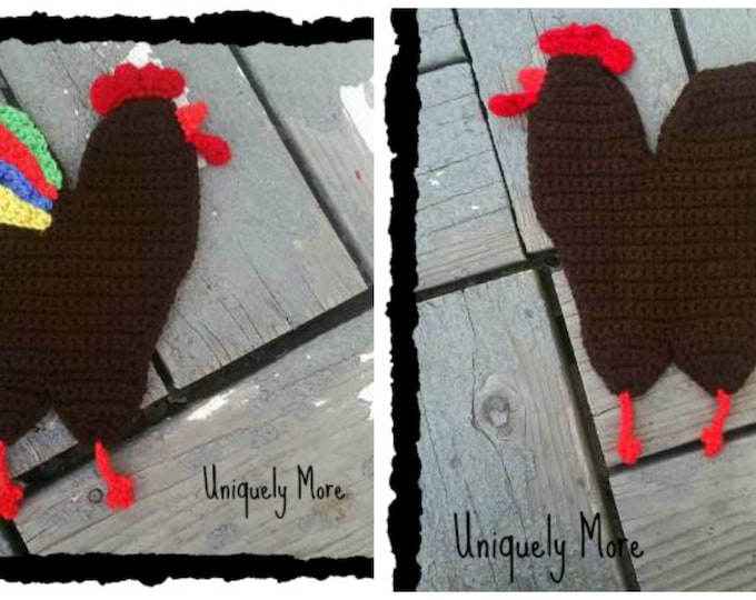 Rooster Potholder- Crochet Pattern- Instant Download- Chicken Potholder- Rooster Hot Pad- Chicken Hot Pad-Farmhouse Decor- Farmhouse Kitchen