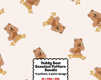 Teddy Bear Seamless Pattern & Placement Print