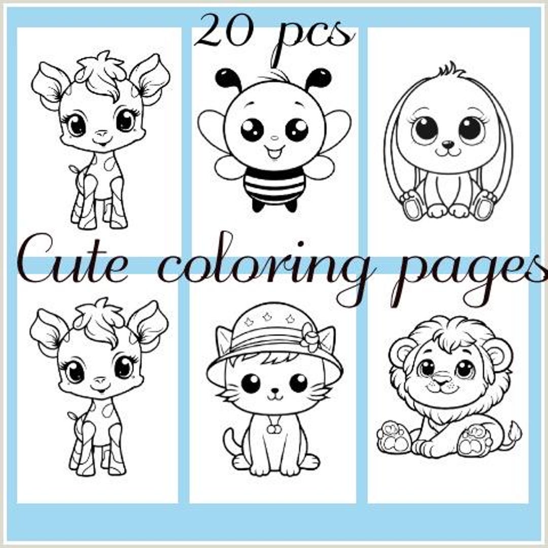 Cute Animal Coloring Pages. 20 Printable Coloring Pages for Kids ...
