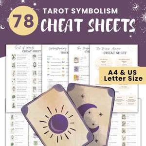 Hojas de trucos sobre el simbolismo del tarot, para lectores principiantes o avanzados, imprimibles, descarga instantánea - hojas de trucos de tarot imprimibles