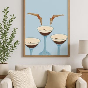 Póster retro de Espresso Martini: póster de café y cócteles: arte mural divertido para la cocina o el bar.