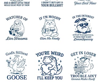 Snarky Animal SVG Bundle: Funny Sarcastic Quotes, Retro Raccoon, Sassy Goose (PNG, SVG File)