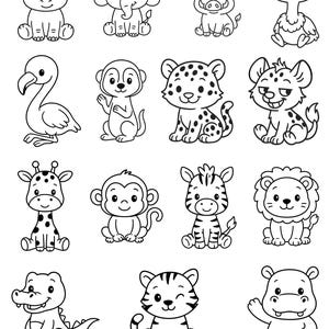 Safari Animals Outline Svg, Animal Svg Bundle, Jungle Animals Clipart, Cute Animals Cutting File, Safari Animals Svg, Jungle Animals Svg