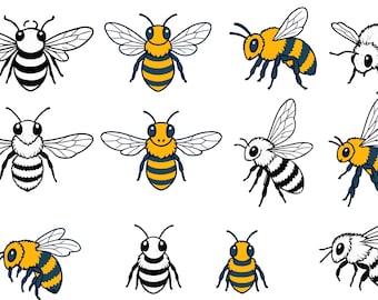 Cute Bee Clip Art Bundle, Tiny Bee, Little Bee, Plim Plim, 1st Bee Birthday, Little Bee Plim Plim Digital File, Stickers,Little Bee Birthday