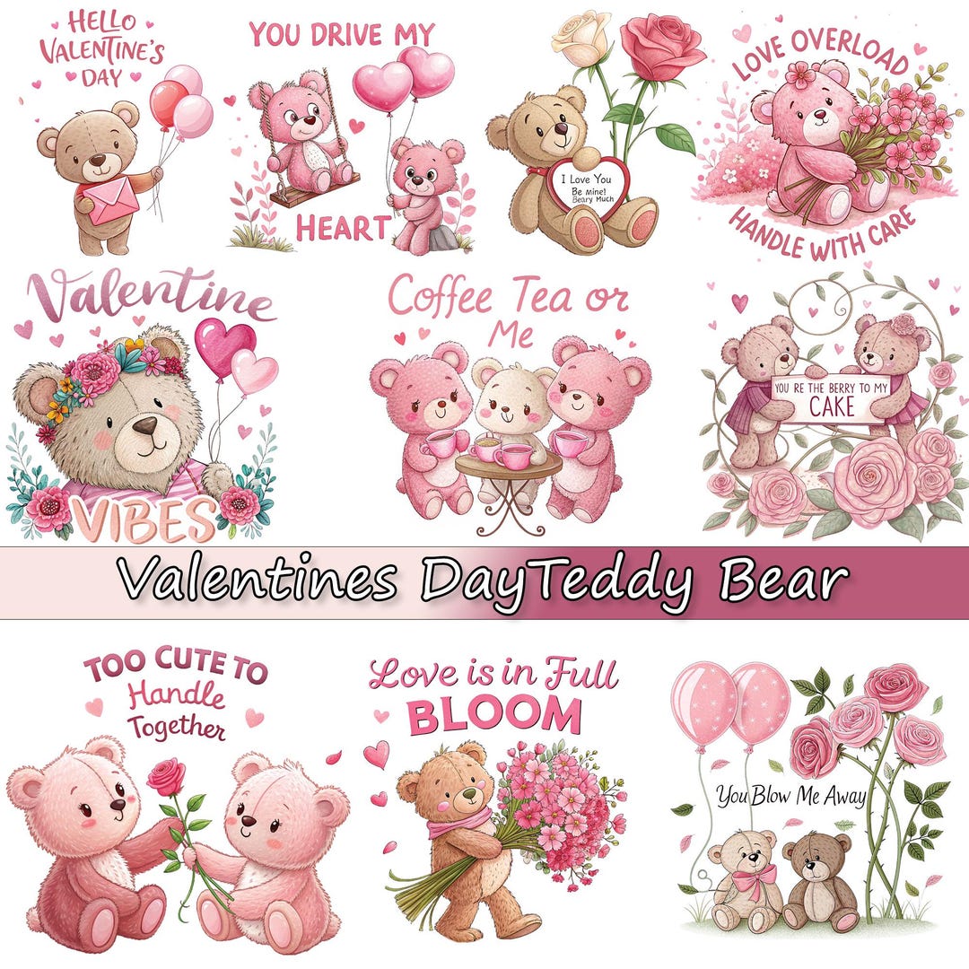 Watercolor Teddy Bear Clipart Bundle: Baby Shower PNG (digital Download ...