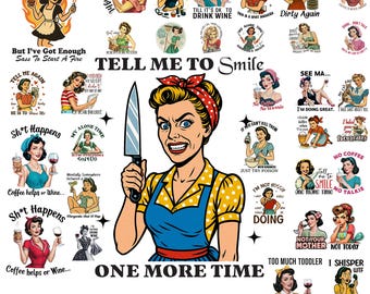Retro Sassy Housewife SVG-bundel: jaren 1950 vrouwenontwerpen (SVG/PNG)