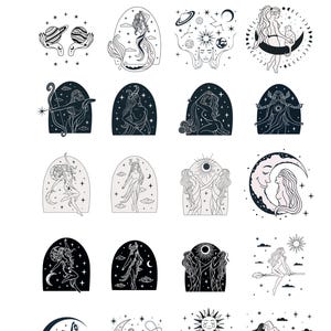 Boho Celestial SVG Bundle, Celestial SVG, Celestial File for Cricut, Doodle SVG, Celestial Tarot Svg Bundle, Mystical Svg Bundle, Celestial