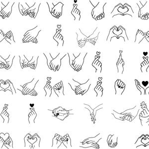 Holding Hands Svg Bundle, Holding Hand Cut File, Holding Hand Silhouette, Couple Hands Svg For Cricut, Pinky Hold Svg, Digital Bundle