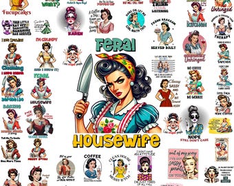 Retro Vintage Housewife SVG Bundle, Sarcastic 1950s Women, Funny  Retro Housewife PNG Clipart, Mid Century Modern Housewife