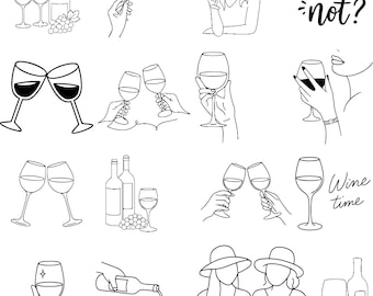 Wine Glass PNG Bundle, Wine Lover Svg, Wine Clipart, Wine Glass, Wine Designs, Funny Wine, Digital Download