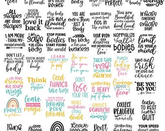 Inspirational Quotes PNG Bundle: Motivational, Positive, Self Love (SVG)