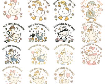 Silly Goose PNG Clipart Bundle: Funny Stickers & Bookmarks