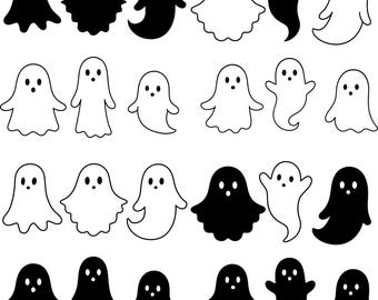 GHOST SVG, Halloween PNG, Ghosts svg, Ghost Svg Bundle, Ghost Clipart, Cute ghost cut files, Halloween ghost Design Clipart Digital Download