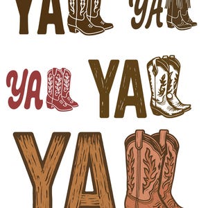 Y'all Cowboy Boots Png Svg | Design Ocidental | Camiseta Estética | Boho Ocidental Png | Impressão sob Demanda Png | Pacote Ocidental | Trendy Png