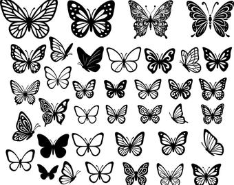 Butterfly SVG Bundle: 37 Unique Designs, Layered Files (PNG, SVG)