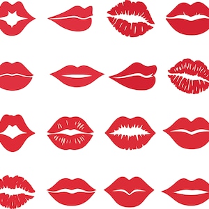 Lips Svg, Red Lips Svg, Kiss Svg, Lips Cut File, Kiss Design, Lips Silhouette, Kissing Lips Svg,  Red Lips Svg, Kiss Png, Biting Lip Svg