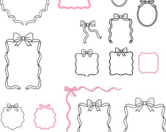 Paquete SVG de marcos de lazos de coqueta: bordes de cinta dibujados a mano