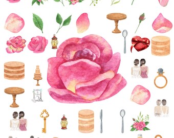 Whimsical Wedding SVG Clipart Bundle: Hand-Drawn Illustrations (Digital Download)