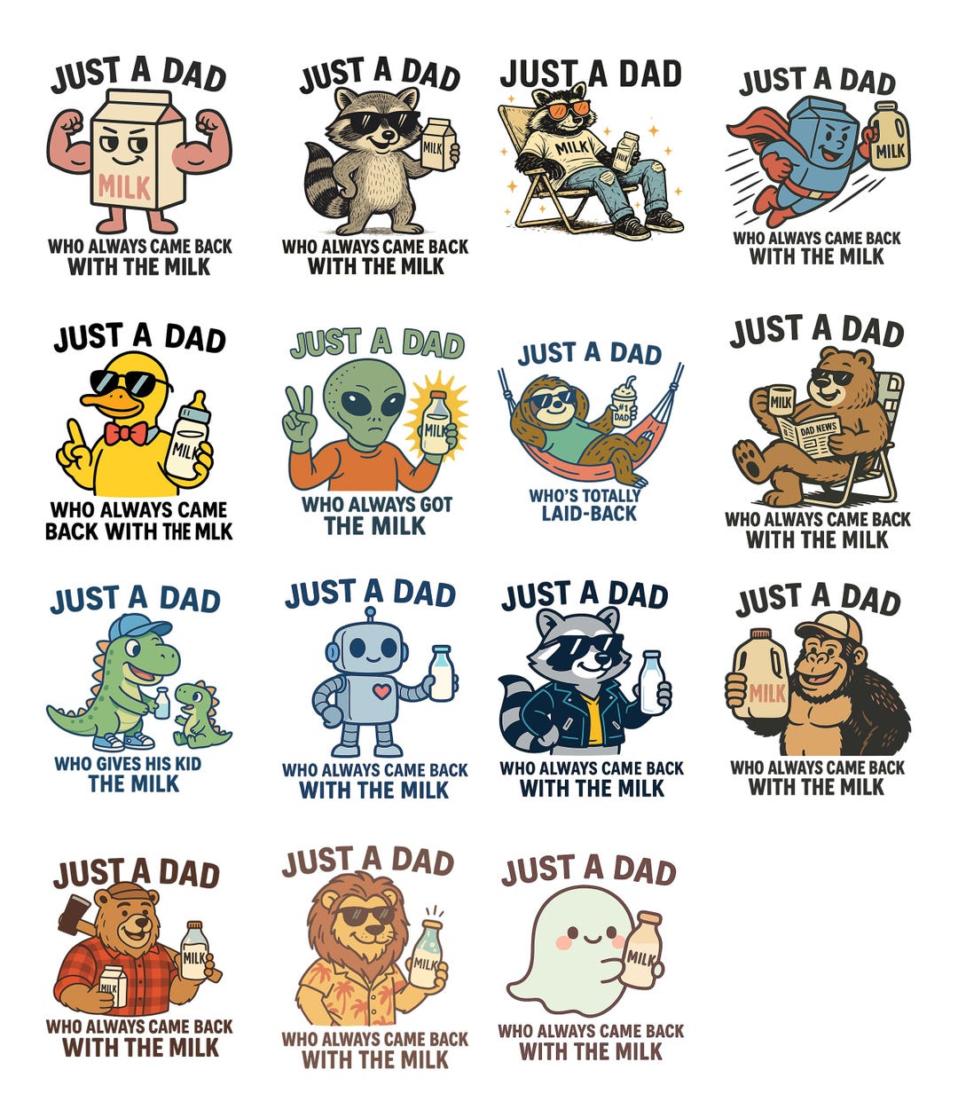 Retro Dad Raccoon PNG Bundle: Funny Father's Day Design - Etsy