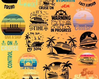Cruise SVG Bundle: Family Trip, Anchor, Boat (Digital Download)