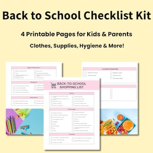 Back to School Checklist for Kids – Printable PDF – 4 Page School Prep Organizer
