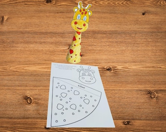 3D Giraffe Papiermodell für Kinder | Schneiden, Färben & Kleben Tierkegel | Druckbare Bastelaktivität für Vorschule | Feinmotorik PDF